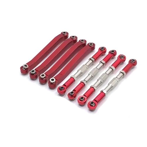 RC Zugstange Kompatibel Mit MN D90 D91 D96 MN98 99S Metall-Upgrade, Verstellbare Spurstange, Feste Spurstange, 1/12 RC-Auto-Upgrade-Zubehör(Red) von APMXQWIL