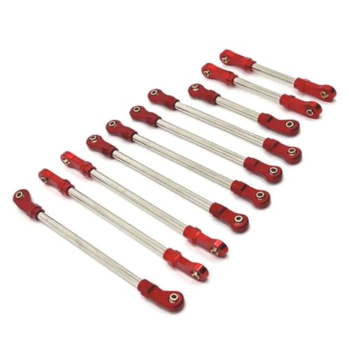 RC Zugstange Kompatibel Mit R1001 R1002 R1003 1/10 RC-Lenkstangensatz, 10-teiliger Lenkstangensatz Aus Aluminiumlegierung Mit Radstand, RC-Auto-Lenkstange(Red) von APMXQWIL