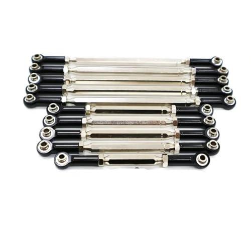 RC Zugstange Kompatibel Mit RGT 86100 86100JC FTX5579 1/10 RC-Lenkstangensatz, Aluminiumlegierung, RC-Auto-Lenkstange, 10-teiliger Lenkstangensatz(Black) von APMXQWIL