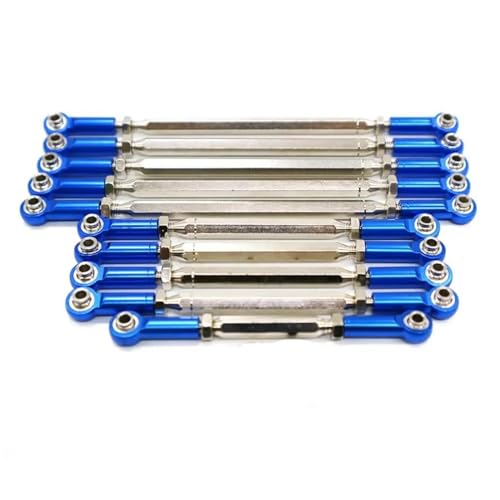 RC Zugstange Kompatibel Mit RGT 86100 86100JC FTX5579 1/10 RC-Lenkstangensatz, Aluminiumlegierung, RC-Auto-Lenkstange, 10-teiliger Lenkstangensatz(Dark Blue) von APMXQWIL