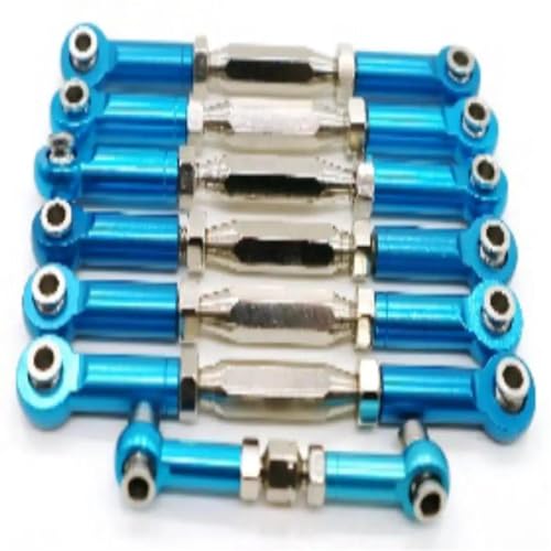 RC Zugstange Kompatibel Mit Traxxas Für Slash 4X4 5807 HQ727 1/10 RC Auto Upgrade-Teil 7-teiliges Lenkgestänge Aus Metall, Servo-Verbindung, Zugstange, Verbindungsstangen-Set(Blue) von APMXQWIL