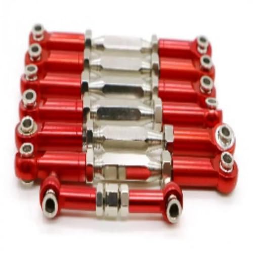 RC Zugstange Kompatibel Mit Traxxas Für Slash 4X4 5807 HQ727 1/10 RC Auto Upgrade-Teil 7-teiliges Lenkgestänge Aus Metall, Servo-Verbindung, Zugstange, Verbindungsstangen-Set(Red) von APMXQWIL