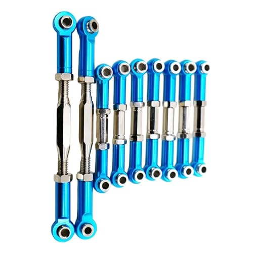 RC Zugstange Kompatibel Mit WLtoys K949-015 1/10 RC-Auto-Tuning-Teile 9-teiliges Metall-Zugstangen-Lenkservo-Verbindungsgestänge Arm Spurstange(Blue) von APMXQWIL