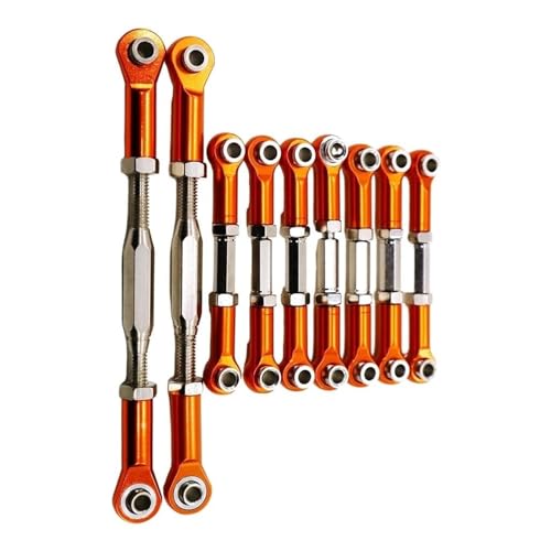 RC Zugstange Kompatibel Mit WLtoys K949-015 1/10 RC-Auto-Tuning-Teile 9-teiliges Metall-Zugstangen-Lenkservo-Verbindungsgestänge Arm Spurstange(Orange) von APMXQWIL