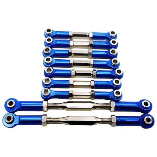 RC Zugstange Kompatibel Mit WLtoys K949-015 1/10 RC-Upgrade-Zubehör, Metall-Zugstange, Lenkservo-Verbindungsgestänge, Arm-Spurstange, RC-Auto-Verbindungsstange(Dark Blue) von APMXQWIL