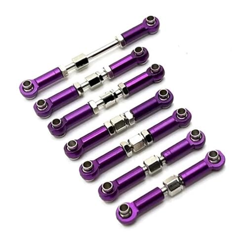 RC Zugstange Kompatibel Mit Wltoys 104072 1/10 RC Car Upgrades Teile Zubehör Metall Vorne Hinten Spurstangengestänge Servoverbindungsstange Zugstangenset(Purple) von APMXQWIL
