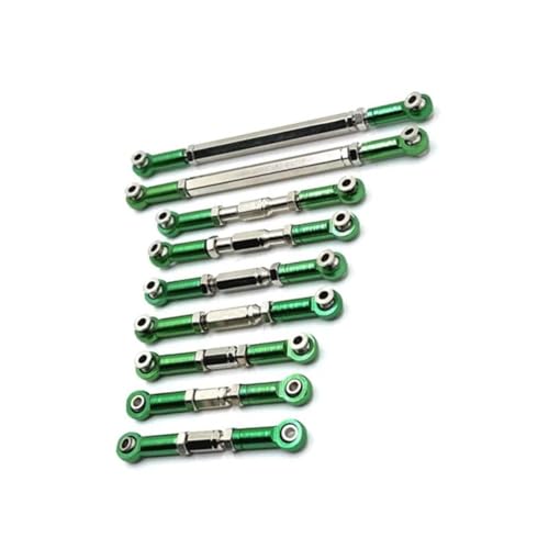 RC Zugstange Kompatibel Mit Wltoys 12429 1/12 RC Car Upgrades Teile Zubehör Metall Vorne Hinten Spurstangengestänge Servo Link Lenkstangenset(Green) von APMXQWIL