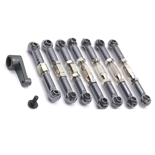 RC Zugstange Kompatibel Mit Wltoys 144001 144010 124016 124017 124019 1/14 RC Auto Upgrade Teile Zubehör Metall Servo Arm Link Stange Linkage Set(Gray) von APMXQWIL