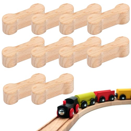 10 Stck Universal Verbinder Set Holzschienen Holzeisenbahn Adapter Holz-Hundeknochen-Gleisverbinder Holzbahnverbinder Verbindungsstück kompatibel mit Brio Lillabo Melissa Thomas IKEA u.v.m von APOMOONS