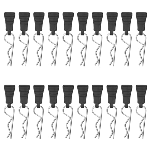 APOMOONS 20 Stücke RC Karosserie Clips Deerc Ersatzteile mit Aufreißlaschen RC Car Clips RC Körper Shell Pin Bent Springy R Pins 1/10 1/12 1/16 Karosserieklammern Deerc Esatzteile Schwarz von APOMOONS