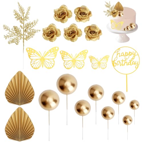 APOMOONS 49 Stück Boho Kuchendekorationsset,Boho Deko Hochzeitstorte,Wiederverwendbare Tortendeko Gold,Hochzeitstorte Deko,Taufe Tortendeko Gold,für Geburtstags, Hochzeitsfeiern von APOMOONS