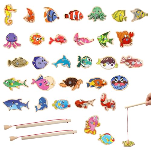 APOMOONS Angelspiel Holz 31 Fische & 2 Angelruten Magnetic Spiel Magnet Fischen,Angelspiel ab 2 Jahre & 3 Jahre Magnete Kinder Fisch Spielzeug,Fische Angeln Spiel Lustige Geschenke für Kinder APOMOONS Angelspiel Holz 31 Fische & 2 Angelruten Magnetic Spiel Magnet Fischen,Angelspiel ab 2 Jahre & 3 Jahre Magnete Kinder Fisch Spielzeug,Fische Angeln Spiel Lustige Geschenke für Kinder von APOMOONS