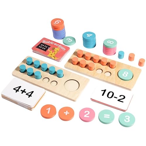 APOMOONS Montessori Spielzeug Zahlen Lernen Steckspiel Montessori Mathe Lernspielzeug Rechnen Lernen Zahl und Zählung Motorikspielzeug, Mathematik Zahlen Lernen Holzspielzeug für Kinder 4 5 6 7 Jahre von APOMOONS