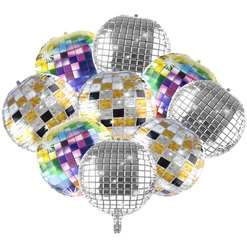 Discokugel Luftballon, 9 Stück Disco Balls Ballons Mehrfarbige Disco Folienballons 22 Zoll 4D Luftballons Folienballon Geburtstag für DiscoMottoparty Geburtstag Party mitzvah Abschlussfeier (9) von APOMOONS