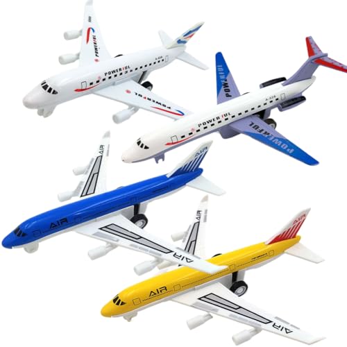 APPCRFM Flugzeug Spielzeug Flugzeug Modelle Metall-Flugzeu-g zum Zurückziehen, Kinder Spielfahrzeuge für Kinder Geburtstagsgeschenk 4pcs von APPCRFM