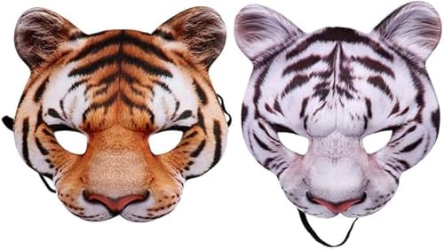 APPCRFM Halloween Tier Masken, Halloween Tiger Mask, Realistic Tiger Mask, Geeignet für Halloween Karneval Motto Partys, Kostüme und Requisiten für Tier Cosplay - 2PCS APPCRFM Halloween Tier Masken, Halloween Tiger Mask, Realistic Tiger Mask, Geeignet für Halloween Karneval Motto Partys, Kostüme und Requisiten für Tier Cosplay - 2PCS von APPCRFM