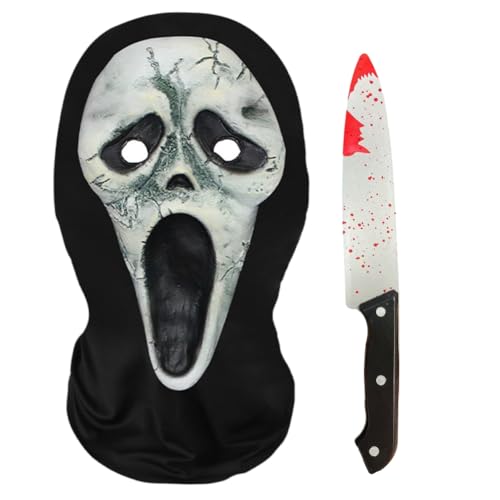 APPCRFM Schrei Maske Halloween,Schrei Totenkopf Kostümzubehör,Ghostface Maske,Ghostface Horror Kostümrequisiten,Maskerade Kostüm Zubehör für Halloween-Kostümpartys,Karneval und Horrorpartys von APPCRFM
