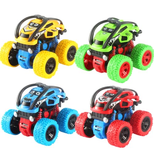 Monster Trucks Spielzeug,Trägheit Reibungsbetriebene Autos,360-Grad-Drehungen Monstertrucks,Geländewagen-Spielzeugs für Kinder,Trucks Spielzeug für 3-10 Jahre Alte Jungen Mädchen Kinder 4 Stück von APPCRFM