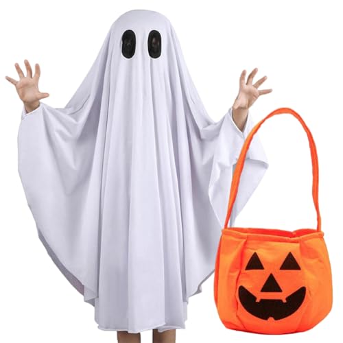 White Ghost Costume,Costume Kids Halloween,Gespenst Kostüm für Kinder,Masquerade Party Kürbistaschen,Kinder Gruselkostüm Kürbistasche Sets,Halloween Karnevals Geist Cape Paket für Jungen und Mädchen White Ghost Costume,Costume Kids Halloween,Gespenst Kostüm für Kinder,Masquerade Party Kürbistaschen,Kinder Gruselkostüm Kürbistasche Sets,Halloween Karnevals Geist Cape Paket für Jungen und Mädchen von APPCRFM