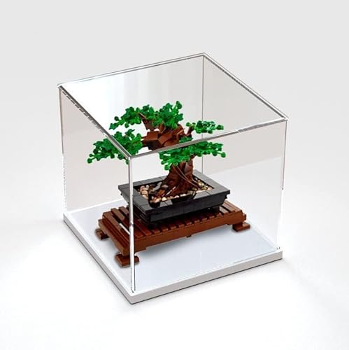 APRILA Acryl Vitrine 2mm für Lego 10281 Icons Bonsai Baum Set für Erwachsene Modell, Staubdichte Vitrine Transparente Schaukasten Aufbewahrungsbox für Modelle Sammlerstücke, 25 x 25 x 22CM (Box -3mm) von APRILA