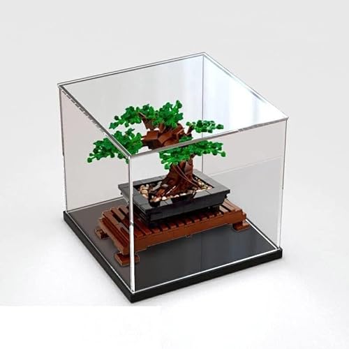 APRILA Acryl Vitrine 2mm für Lego 10281 Icons Bonsai Baum Set für Erwachsene Modell, Staubdichte Vitrine Transparente Schaukasten Aufbewahrungsbox für Modelle Sammlerstücke, 25 x 25 x 22CM (Box-3mm) von APRILA