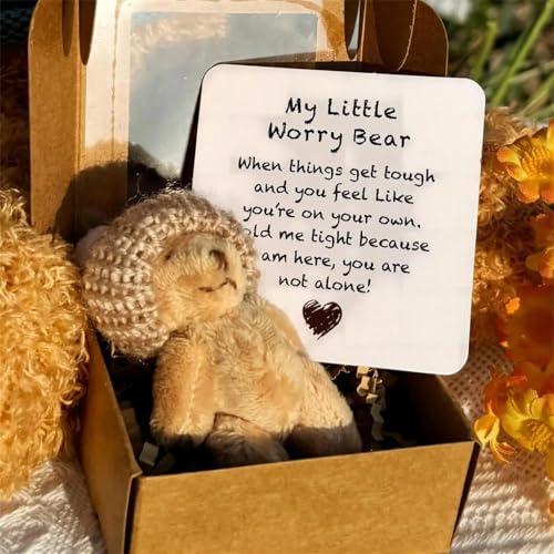 APRILADY Kleiner Bär in Box, Sorgenbär, Mini Pocket Hug Bears mit Token Karte, Emotionale erhebende Unterstützung, Taschenbären Umarmung Plüschtier Positive Geschenke für Abschlussfeier, Geburtstag APRILADY Kleiner Bär in Box, Sorgenbär, Mini Pocket Hug Bears mit Token Karte, Emotionale erhebende Unterstützung, Taschenbären Umarmung Plüschtier Positive Geschenke für Abschlussfeier, Geburtstag von APRILADY