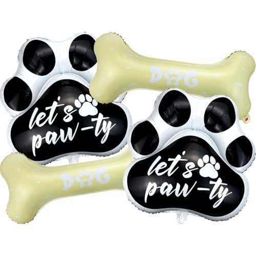 Hundeballons, Hundegeburtstagsdekorationsset, Hundeballons für Geburtstagsparty, Babyparty, Partyzubehör (schwarz, 4) von APUXXJUPA