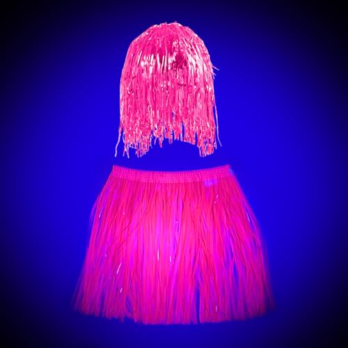 Lichtleitende Partyartikel - Hot Pink Neon-Rock Lichtleitendes Haar für Neon-Zubehör Kostümparty Geburtstagsfeier Halloweenkleid von APUXXJUPA
