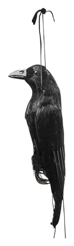 Krähenattrappe for Anlocken von Vögeln, handgefertigte Krähenstatue mit schwarzen Federn – dekorative Tiervogelfigur, Halloween-Hofdekoration for Hof, Garten, Terrasse, Veranda von AQCDPJYU