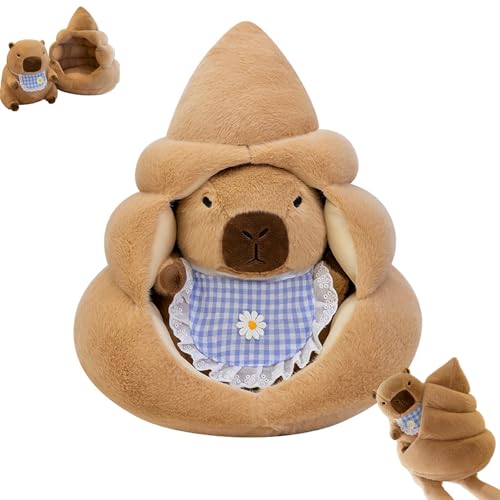 AQCQDQ 2 in 1 Capybara Puppen Braun Abnehmbar, Kreativ Sommer Schokoladen Eiscreme Capybara Plüschtier, Hässliche Plüsch Spielzeug Removable Capybara Plüschkissen Für Home Deko Kinder (40 cm) von AQCQDQ