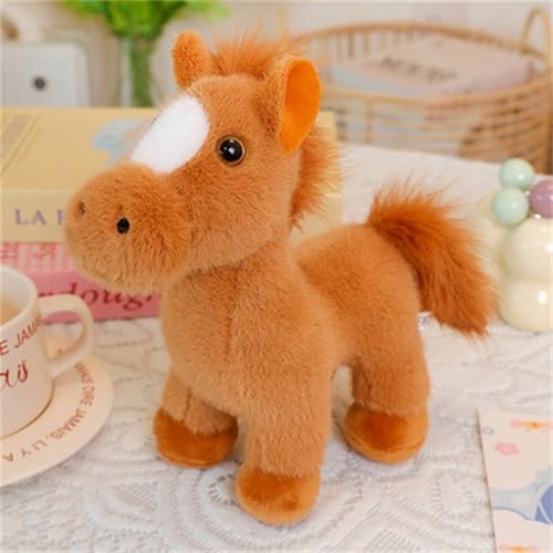 AQCQDQ 20 cm Pferd Kuscheltier, Plüsch Pferd Spielzeug, Weiche Flauschig Stofftier Pony Plüsch Puppe, Geschenk für Kinder Mädchen Jungen (A) von AQCQDQ