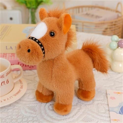 AQCQDQ 20 cm Pferd Kuscheltier, Plüsch Pferd Spielzeug, Weiche Flauschig Stofftier Pony Plüsch Puppe, Geschenk für Kinder Mädchen Jungen (C) von AQCQDQ