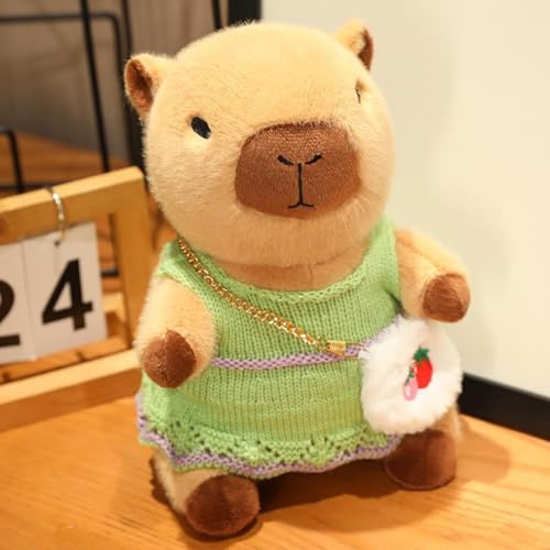 AQCQDQ 23cm Capybara Kuscheltier mit Kleidung und Rucksäcken, Niedlichen Capybara Plushies, Wasserschwein Kuscheltier, Capybara Stofftier für Geburtstagsgeschenkv (25cm,lvqunbao) von AQCQDQ
