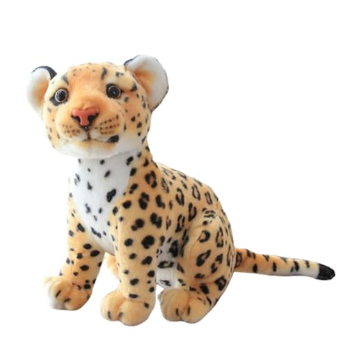 AQCQDQ 23cm Plüschtier Schneeleopard,Realistische Löwe Tiger Schwarzer Panther Schneeleopard Plüschtier,Leopard Kuscheltier Gepard Klein Süßes Kawaii Stofftier,für Kinder Jungen Mädchen (23 cm,Gelb) von AQCQDQ