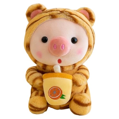 AQCQDQ 25cm Plüschtier Schwein Stofftier Kuscheltier, Schwein Plüschtier Kuscheltier, Bequemes Cartoon Umarmungsspielzeug, Geschenk für Kinder Jungen Mädchen (25CM,Gelb) von AQCQDQ