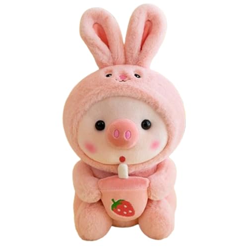 AQCQDQ 25cm Plüschtier Schwein Stofftier Kuscheltier, Schwein Plüschtier Kuscheltier, Bequemes Cartoon Umarmungsspielzeug, Geschenk für Kinder Jungen Mädchen (25CM,Rosa) von AQCQDQ