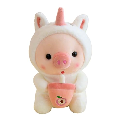 AQCQDQ 25cm Plüschtier Schwein Stofftier Kuscheltier, Schwein Plüschtier Kuscheltier, Bequemes Cartoon Umarmungsspielzeug, Geschenk für Kinder Jungen Mädchen (25CM,Weiß) von AQCQDQ