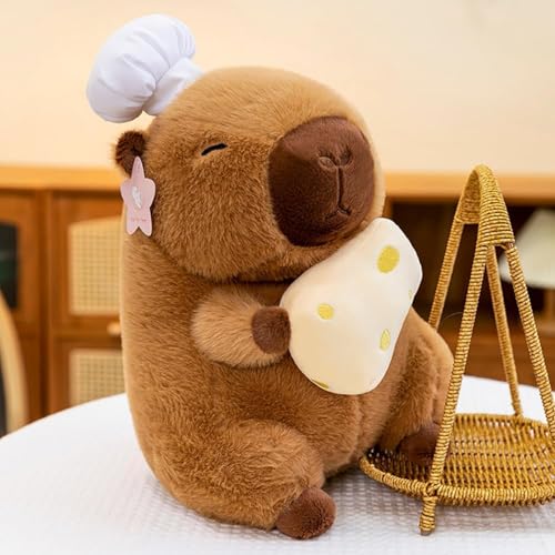 AQCQDQ 35CM Niedliche Capybara Kuscheltier, Netter Koch Verkleidet Capybara Spielzeug Süß mit Kleinen Dekoration, Super Weiche Gefüllte Spielzeug Plüsch für Home Deko Kinder (35CM,Käse) von AQCQDQ