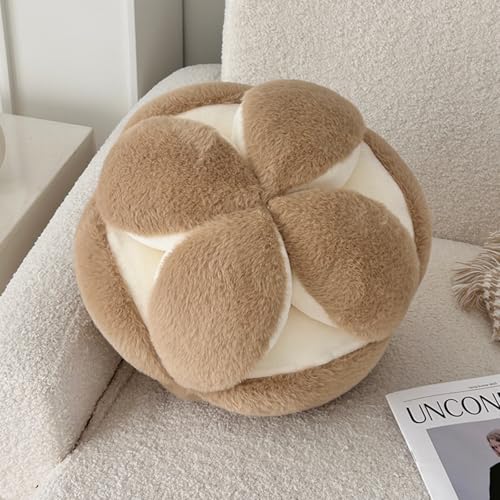 AQCQDQ 3D Kugelförmige Wurfkissen, Knoten Ball Kissen, Weiches Plüsch Geknotetes Ballkissen, Knoten Kissen Dekorative Wurfkissen, Knotenkissen für Schlafzimmer, Sofa, Auto, Büro (30cm,Khaki) von AQCQDQ