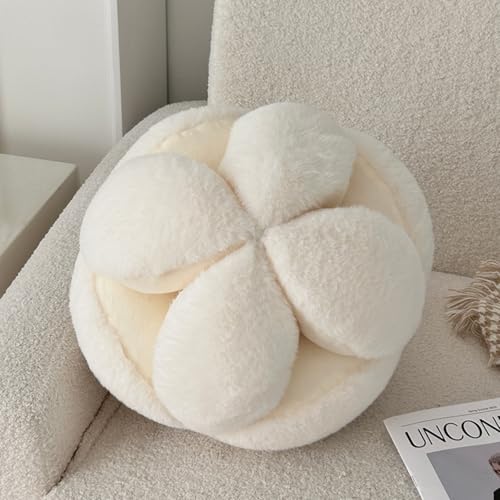 AQCQDQ 3D Kugelförmige Wurfkissen, Knoten Ball Kissen, Weiches Plüsch Geknotetes Ballkissen, Knoten Kissen Dekorative Wurfkissen, Knotenkissen für Schlafzimmer, Sofa, Auto, Büro (30cm,Weiß) von AQCQDQ