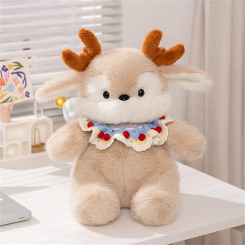 AQCQDQ 40 cm Elch Puppen Plüschtiere, Elch Kuscheltier Tasche, Süßes Hirsch Stofftier Plüsch Stofftier Spielzeug, Plum Deer Giraffenpuppe Plüsch Kissen, Mädchen Umhängetasche (Puppe) von AQCQDQ