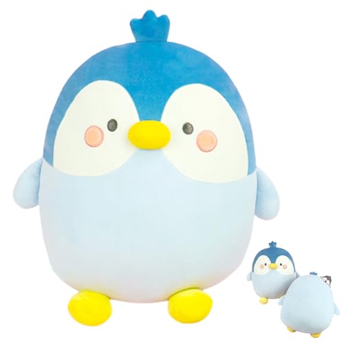 AQCQDQ 40 cm Pinguin Kuscheltier,Plüschkissen Pinguin Dicker Cartoon Zylindrischer Plüschtier Pinguin Kissen Süße Pinguin Plüsch Spielzeug Plüschpinguin für Mädchen (40 cm,Blau) von AQCQDQ