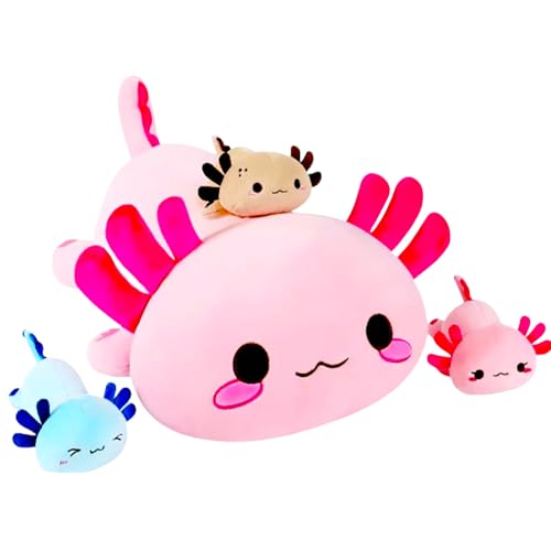 AQCQDQ Aaxolotl plüschtier Stofftier Kawaii Kuscheltier,Plüschkissen Spielzeug, Kissen Puppe,Kawaii Plüsch Spielzeug Plüschtier Axolotl Stofftier Kawaii Salamander für Kinder (50 cm,Pink) von AQCQDQ