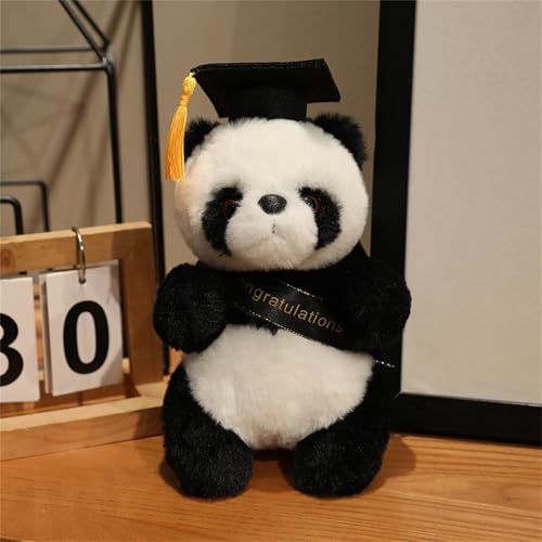 AQCQDQ Abschluss Kuscheltier Geschenk, Plüschtier Panda Fuchs Husky Hund Mit Bachelor-Hut Kuscheltier Abschlussfeier Deko, Abschluss Geschenk Schüler Kindergarten Grundschule (Panda,#AA) von AQCQDQ