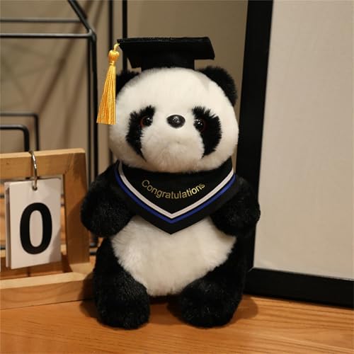 AQCQDQ Abschluss Kuscheltier Geschenk, Plüschtier Panda Fuchs Husky Hund Mit Bachelor-Hut Kuscheltier Abschlussfeier Deko, Abschluss Geschenk Schüler Kindergarten Grundschule (Panda,Blau) von AQCQDQ