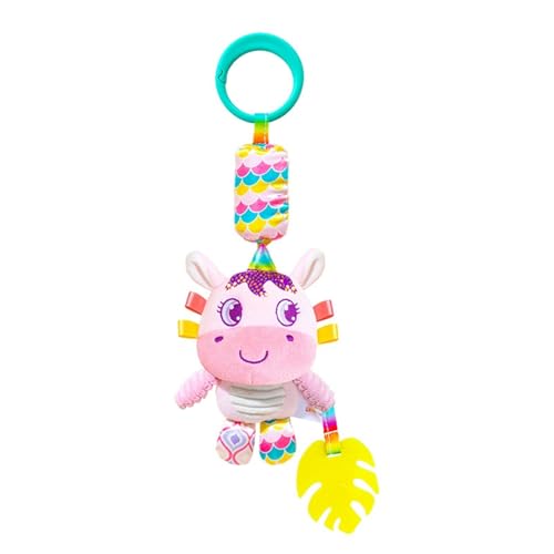 AQCQDQ Activity Spirale Baby, Kinderwagen Spielzeug zum Fühlen und Greifen, Cartoon Tier Windspiel Autoaufhänger, Babyschale Spielzeug, für Kinderwagen, Bar, Kinderbett (35 * 8 cm,Einhorn) von AQCQDQ