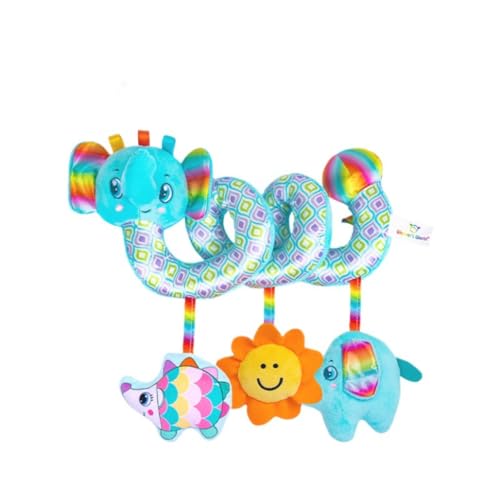 AQCQDQ Activity Spirale Spielzeug für Bett, Hängendes Spiral Plüsch Spielzeug, Kinderwagen Spielzeug Neugeborenes Autositz-Spielzeug Geschenk für Baby 0 3 6 12 Monate (105g,Elefant) von AQCQDQ