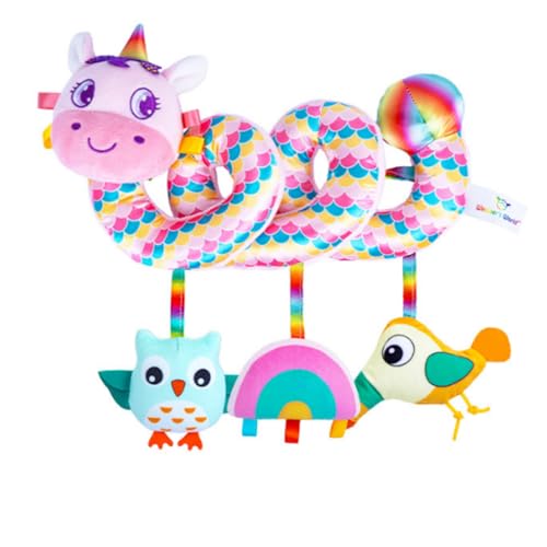 AQCQDQ Activity Spirale Spielzeug für Bett, Hängendes Spiral Plüsch Spielzeug, Kinderwagen Spielzeug Neugeborenes Autositz-Spielzeug Geschenk für Baby 0 3 6 12 Monate (105g,Giraffe) von AQCQDQ