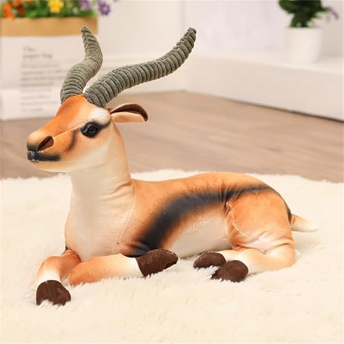 AQCQDQ Antilope Figur Wilde Tiere Kuscheltier, Simulation Lebensechtes Riesenel-Antilope Plüschtier Deko, Schaf Ziege Puppe Weiche Flauschig Stofftier Plushie Plüsch Spielzeug (40 cm,Brown) von AQCQDQ