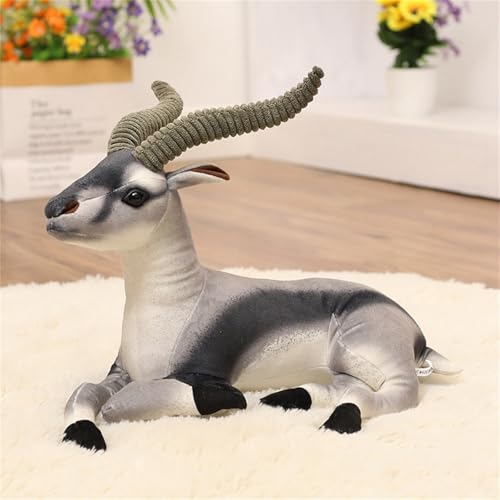 AQCQDQ Antilope Figur Wilde Tiere Kuscheltier, Simulation Lebensechtes Riesenel-Antilope Plüschtier Deko, Schaf Ziege Puppe Weiche Flauschig Stofftier Plushie Plüsch Spielzeug (40 cm,Gray) von AQCQDQ